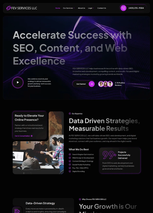 FEV Services LLC site built by Webzo – Web Development & SEO Company