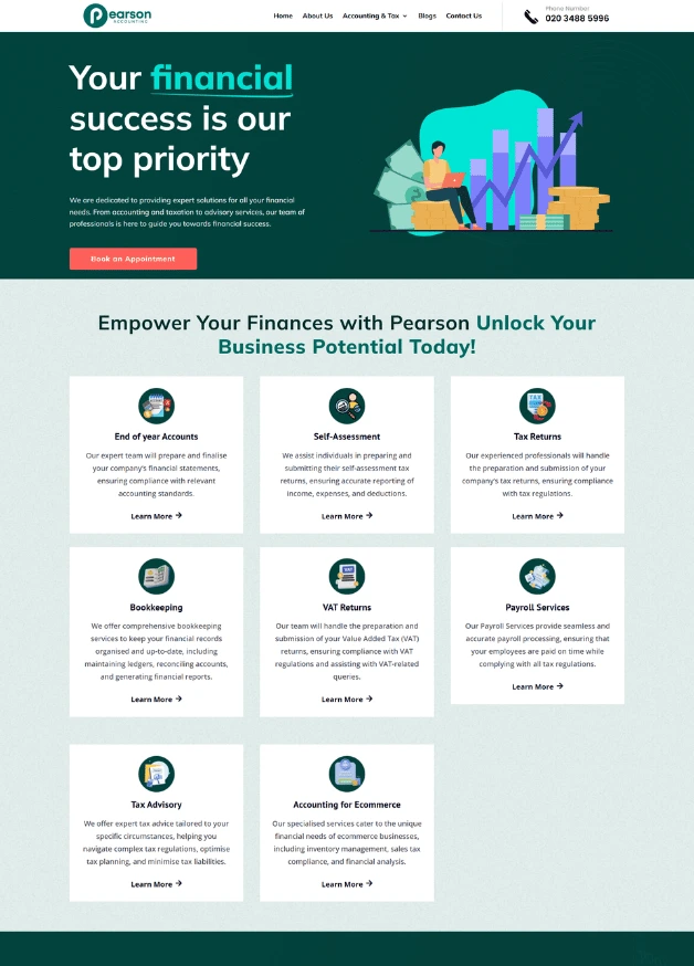 Pearson Accounting SEO-optimized site by Webzo – Website Development & SEO Company